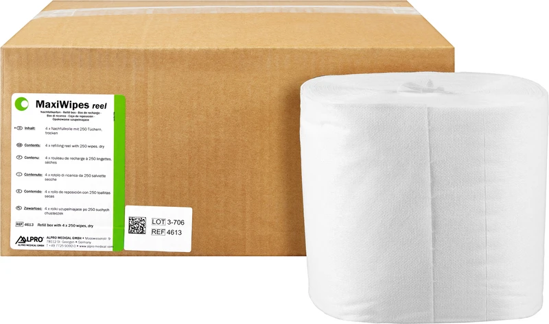 MaxiWipes reel  Karton  4 x 250 Stück, 17 x 26 cm