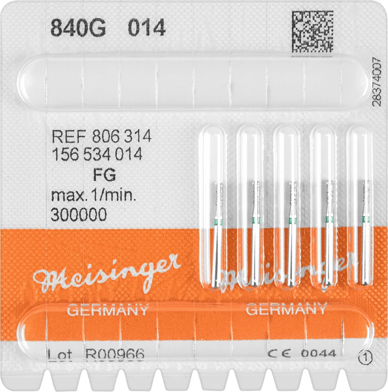 Diamanten 840  Packung  5 Stück grün grob, FG, Figur 156 Zylinder abgerundet, 1 mm, ISO 014