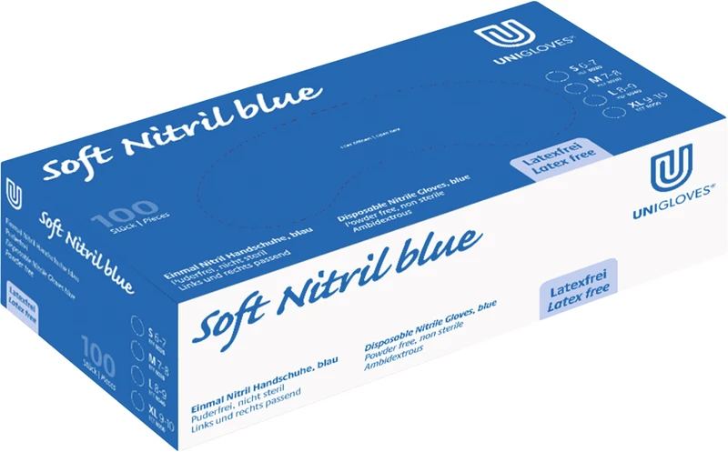 SOFT NITRIL BLUE  Packung  100 Stück puderfrei, blau, S