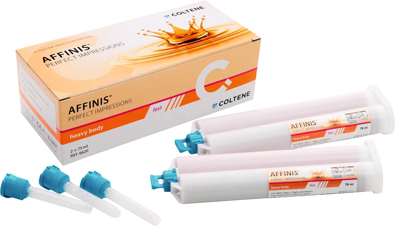 AFFINIS® System 75  Packung  2 x 75 ml Doppelkartusche fast heavy body, 8 Mixing Tips türkis