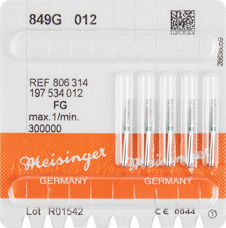 Diamanten 849  Packung  5 Stück grün grob, FG, Figur 197 Konus rund, 6 mm, ISO 012