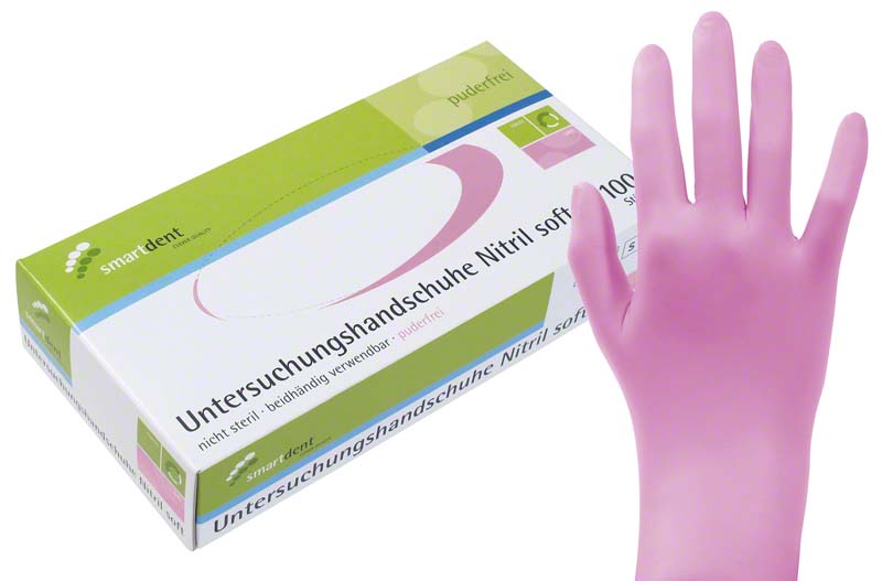 smart Nitrilhandschuhe Soft PF  Packung  100 Stück puderfrei, pink, S
