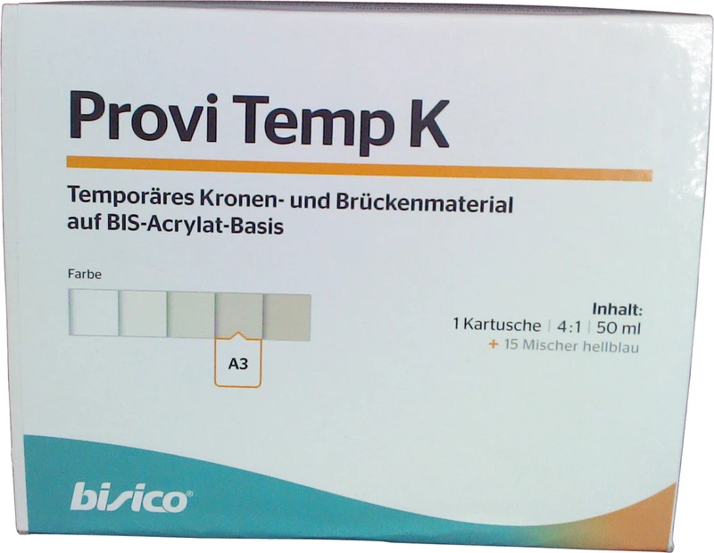 Provi Temp K  Packung  50 ml Doppelkartusche A3, 15 Mischer hellblau 4:1