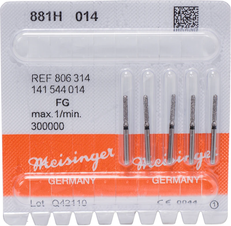 Diamanten 881  Packung  5 Stück schwarz super grob, FG, Figur 141 Zylinder rund, 8 mm, ISO 014