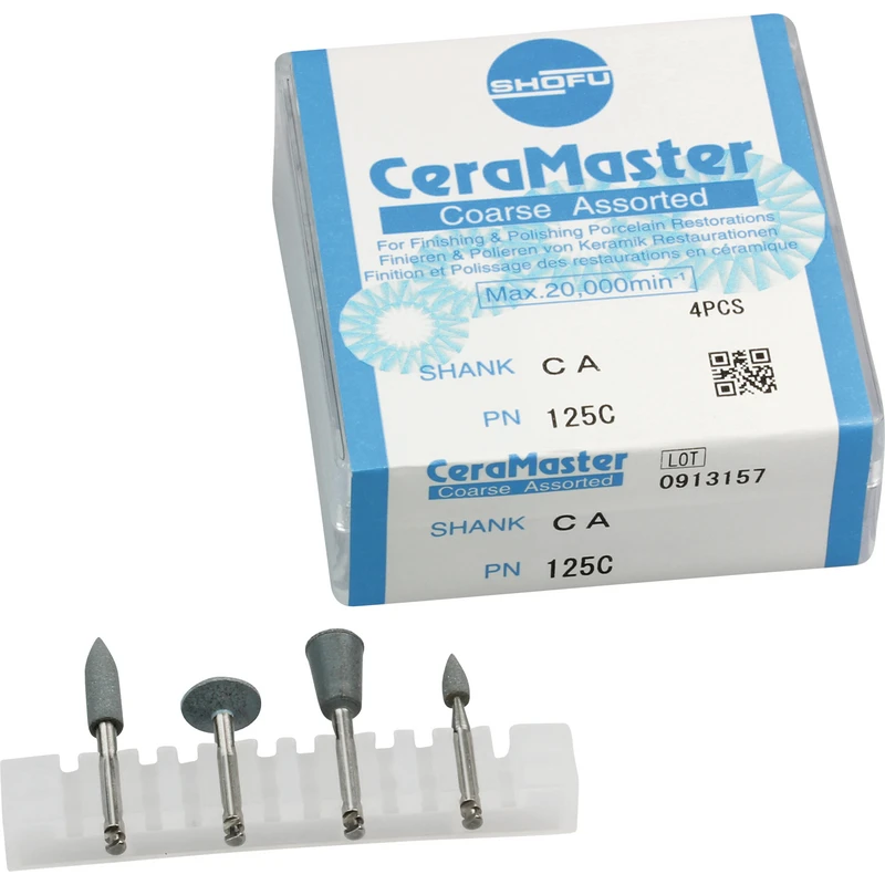 CeraMaster  Sortiment  4 Stück sortiert, dunkelgrau grob, RA, (Figur Walze, Minispitze, Linse, Kelch)