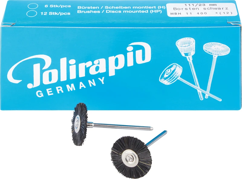 Miniaturbürsten  Packung  12 Stück HP, Chungking Borste schwarz, Ø 23 mm