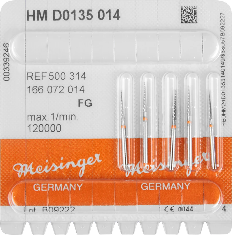 HM-Finierer D0135  Packung  5 Stück orange fein, FG, Figur 166 konisch spitz, 9 mm, ISO 014