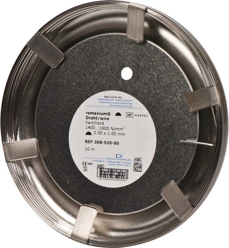 remanium® Draht  Rolle  halbrund, hart, Ø 2,00 x 1,00 mm