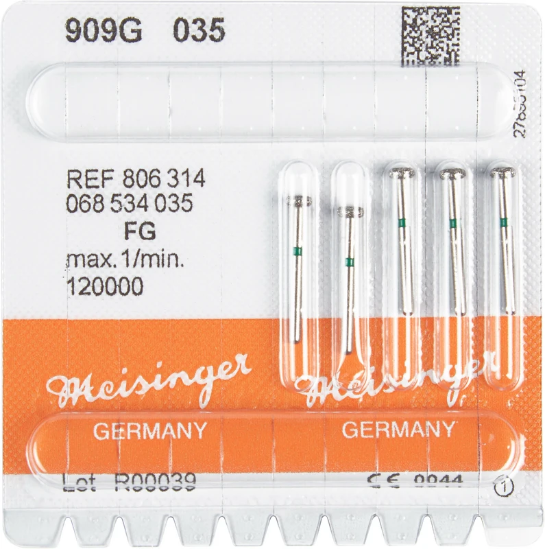 Diamanten 909  Packung  5 Stück grün grob, FG, Figur 068 Rad, 1,3 mm, ISO 035