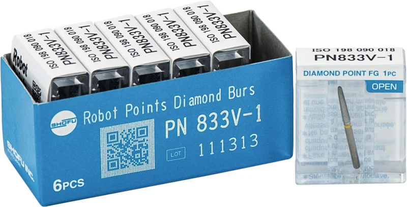 Robot Points FG  Packung  6 Stück gelb extrafein, FG, Figur Konus Stirn rund, 9 mm, ISO 018