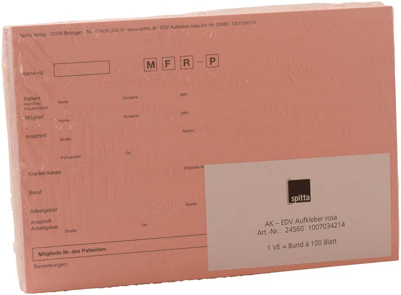 Adressaufkleber DIN A5  Packung  100 Stück rosa, EDV Karteikarte
