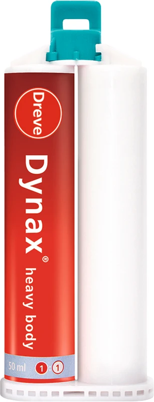 Dynax® heavy body  Packung  2 x 50 ml Doppelkartusche 70 Shore A himmelblau, 6 Mischkanülen