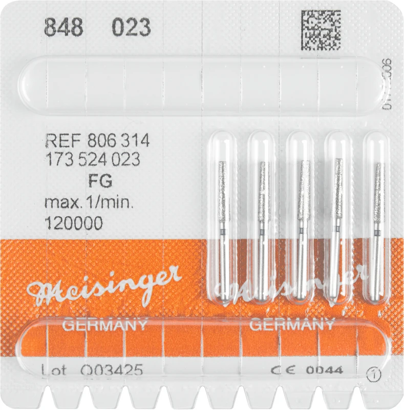 Diamanten 848  Packung  5 Stück blau mittel, FG, Figur 173 Konus Kante scharf, 10 mm, ISO 023