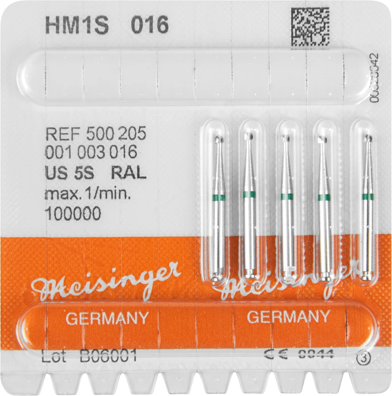 HM-Bohrer 1S  Packung  5 Stück schnittfr. Verz., grün, RAL, Figur 001, ISO 016