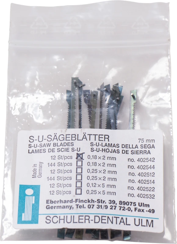 Sägeblätter  Packung  12 Stück 0,18 x 2 x 75 mm