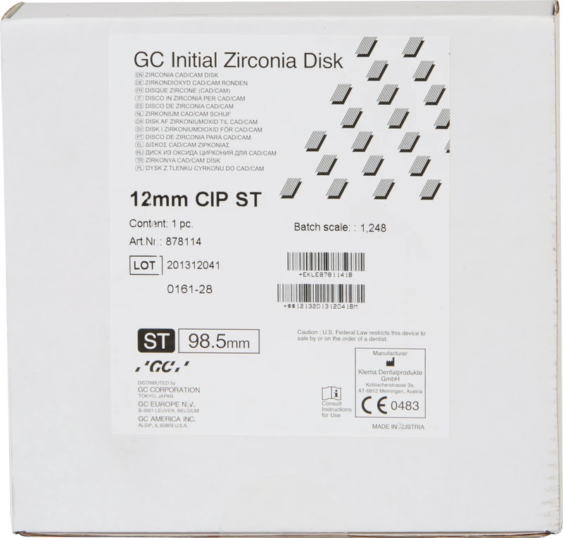 GC Initial Zirconia Disk  Stück  Ø 98, 5 mm H 12 mm, ST