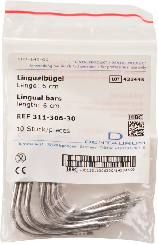 Lingualbügel  Packung  10 Stück, Länge 6 cm