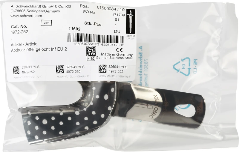 Abformlöffel bezahnt  Stück  UK Gr. E2, perforiert