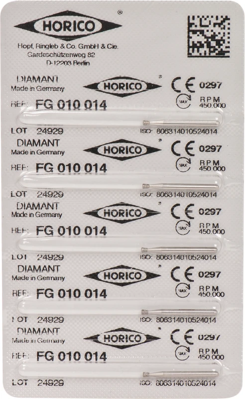 Diamantschleifer 010  Packung  5 Stück FG, Figur 010, 1,6 mm, ISO 014