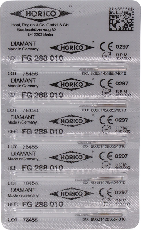 Diamantschleifer 288  Packung  5 Stück FG, Figur 288, 6 mm, ISO 010
