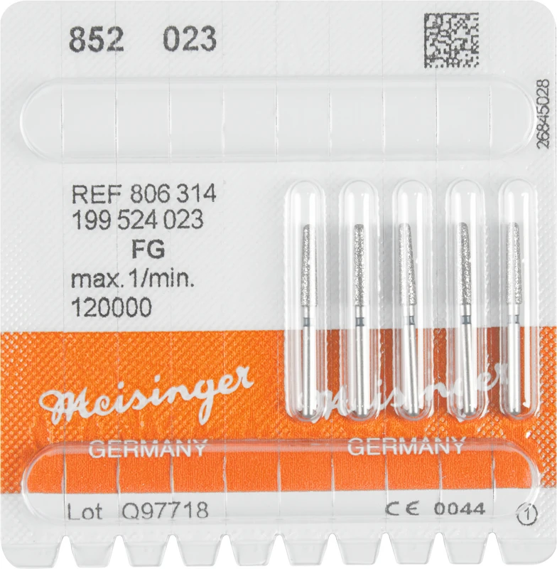 Diamanten 852  Packung  5 Stück blau mittel, FG, Figur 199 Konus rund, 10 mm, ISO 023