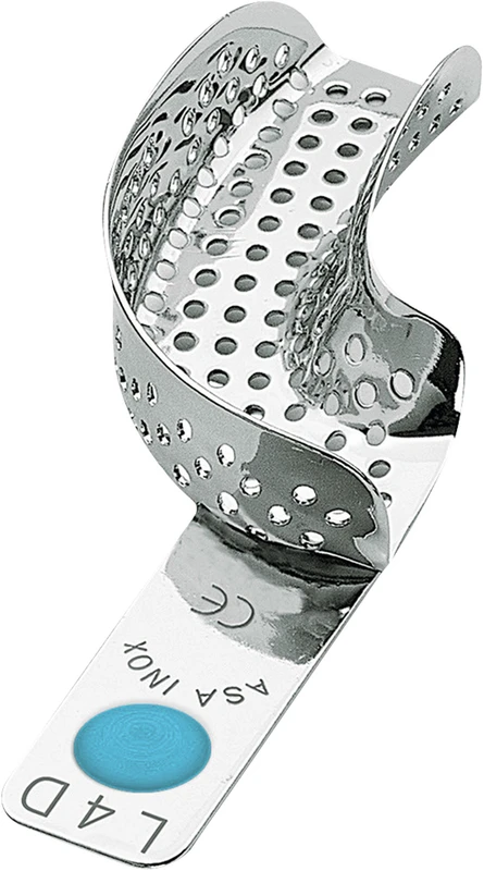 Abdrucklöffel   Stück  OK links, UK rechts, perforiert, türkis