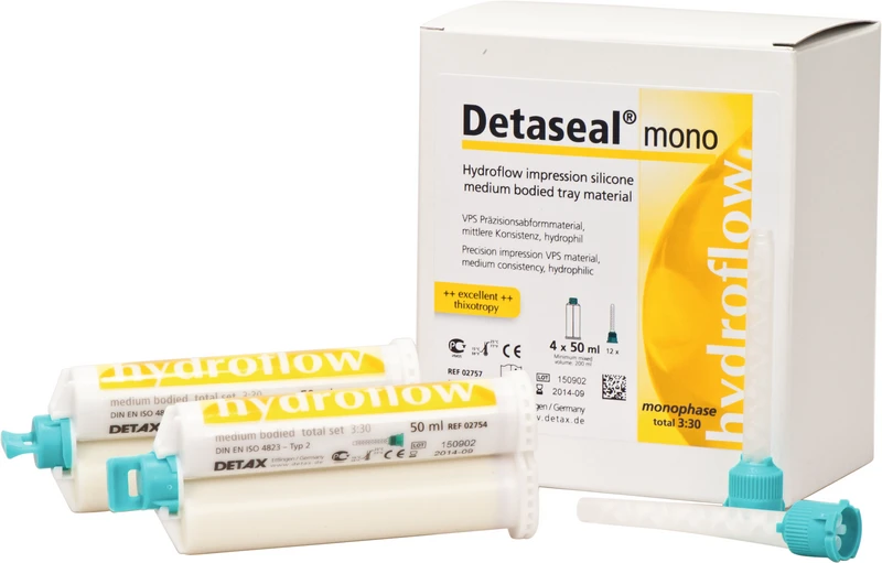 Detaseal® hydroflow mono  Multipack  4 x 50 ml Doppelkartusche, 12 Mischkanülen grün