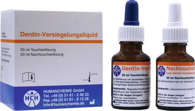 Dentin-Versiegelungsliquid  Packung  20 ml Touchierlösung, 20 ml Nachtouchierlösung in Flaschen mit Tropfpipetten