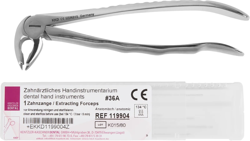 KKD® Zahnzangen  Stück  für UK-Prämolaren, tiefgreifend, Anatomischer Griff, Figur 36A