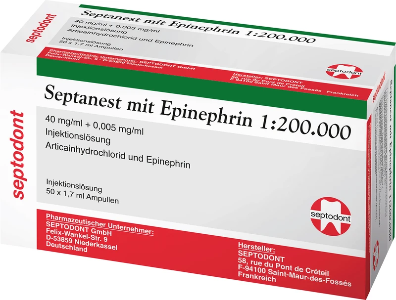 Septanest mit Epinephrin   Packung  50 x 1,7 ml 1:200.000