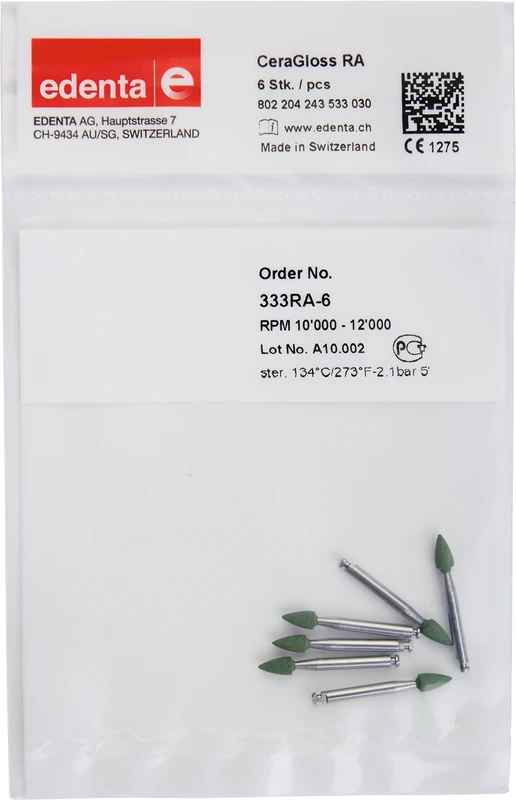 CeraGloss  Packung  6 Stück grün, RA, Figur 243, 6 mm, ISO 030