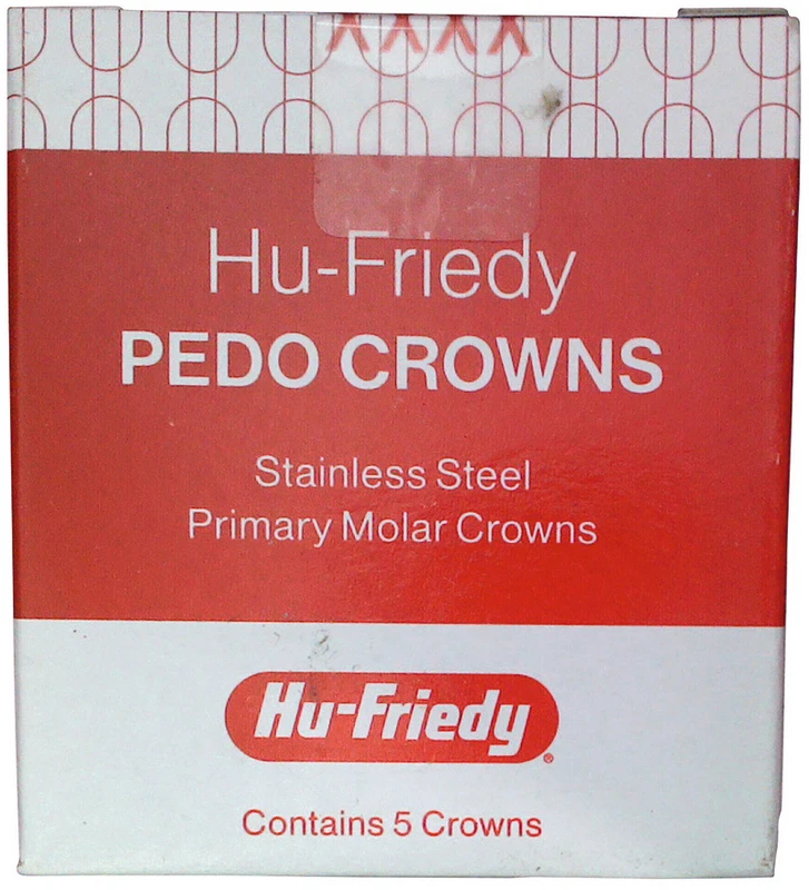 PEDO CROWNS  Nachfüllpackung  5 Stück Edelstahl, Gr. 4 , OK, rechts, 1. Milchzahn