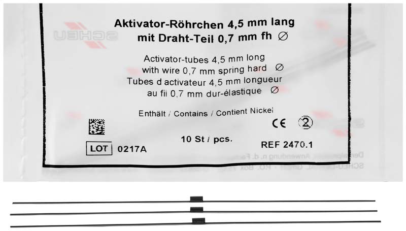 Aktivator-Röhrchen  Packung  10 Stück 4,5 mm lang, InnenØ 1,15 mm\.045
