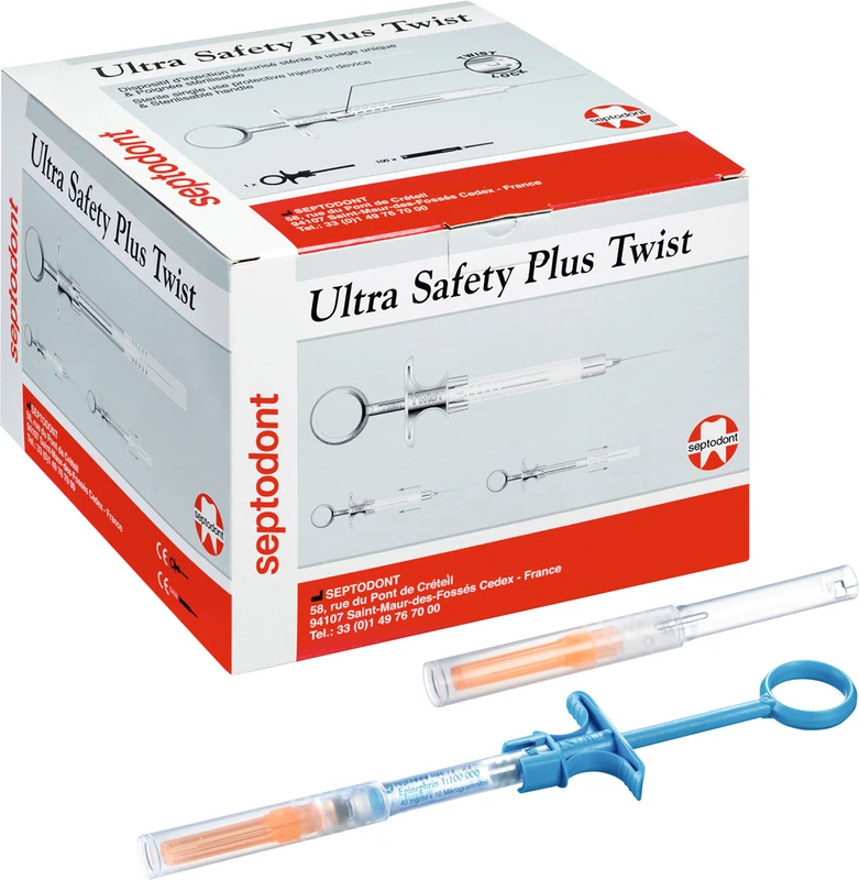 Ultra Safety Plus Twist  Packung  100 Injektionssysteme, 1 Mehrweghandstück, Gr. G27 kurz 0,4 mm x 25 mm