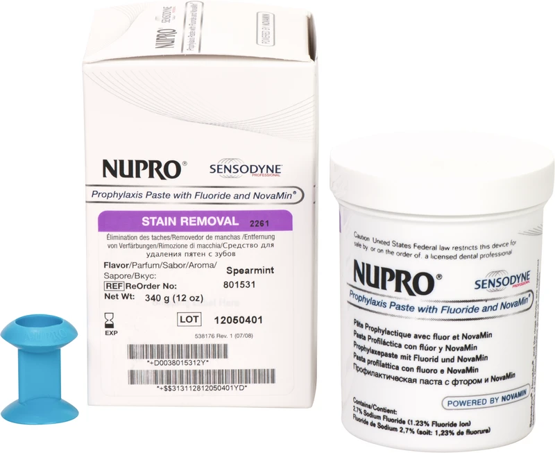 NUPRO® mit NovaMin®  Packung  340 g Reinigungspaste mit Fluorid, Prophy Grip, Minze