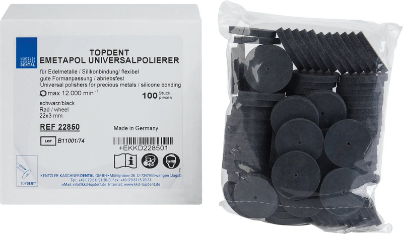 TOPDENT Emetapol  Packung  100 Stück schwarz mittel, Rad 22 x 3 mm