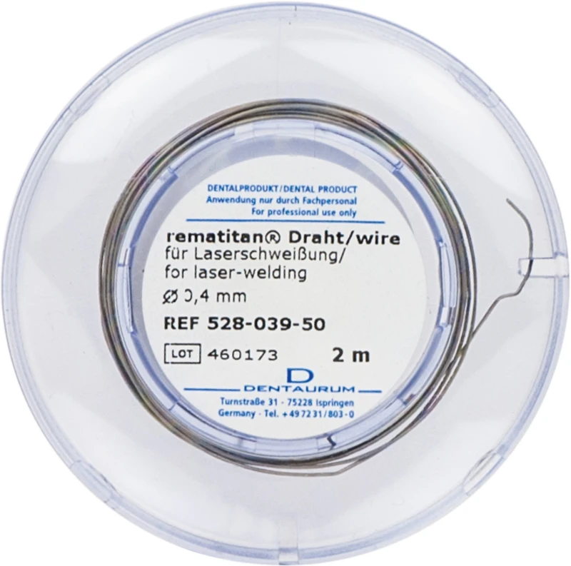 Reintitandraht  Rolle  2 m Draht rund, Ø 0,4 mm