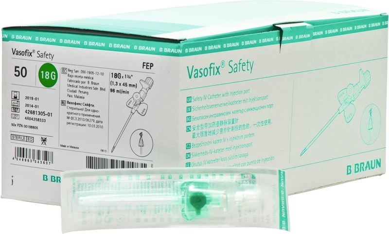 Vasofix® Safety  Packung  50 Stück grün, G 18, 1,3 x 45 mm