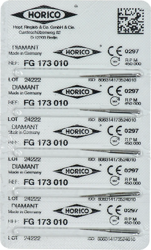 Diamantschleifer 173  Packung  5 Stück FG, Figur 173, 10 mm, ISO 010