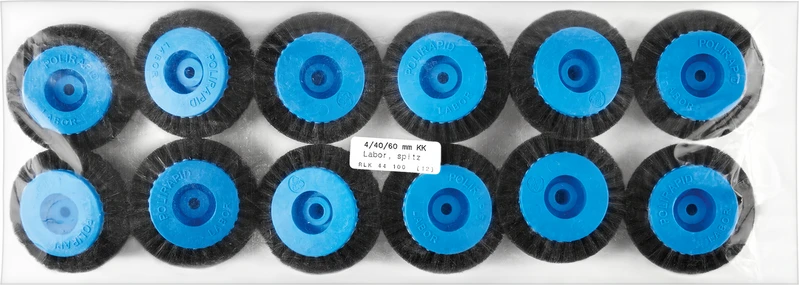 Labor Rundbürsten  Packung  12 Stück mit KK, 4-reihig, Chungking schwarz, spitz, Kern: Ø 40 mm, Außen: Ø 60 mm