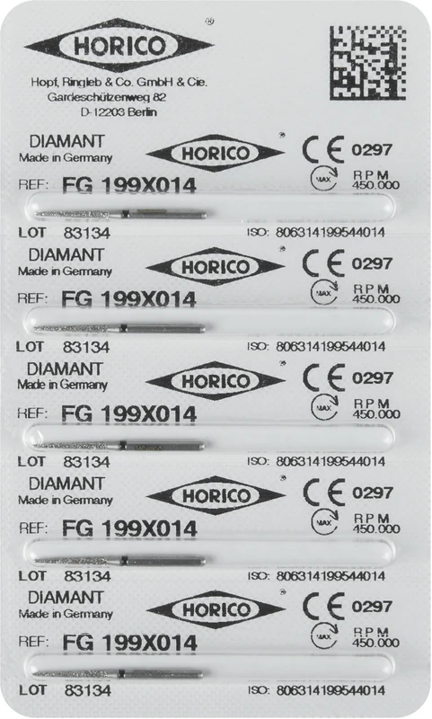Diamantschleifer 199  Packung  5 Stück schwarz x-grob, FG, Figur 199, 10 mm, ISO 014