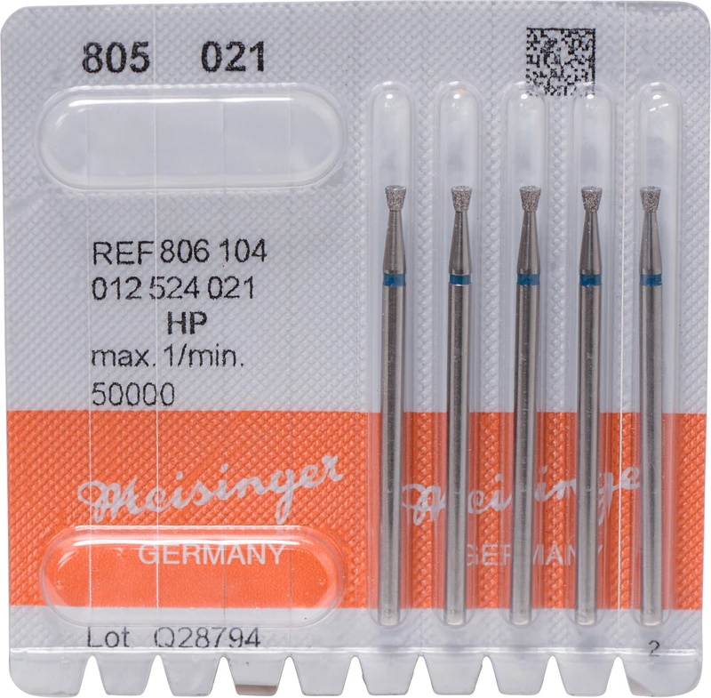 Diamanten 805  Packung  5 Stück blau mittel, HP, Figur 012 umgek. Kegel, Kante scharf, 2,3 mm, ISO 021