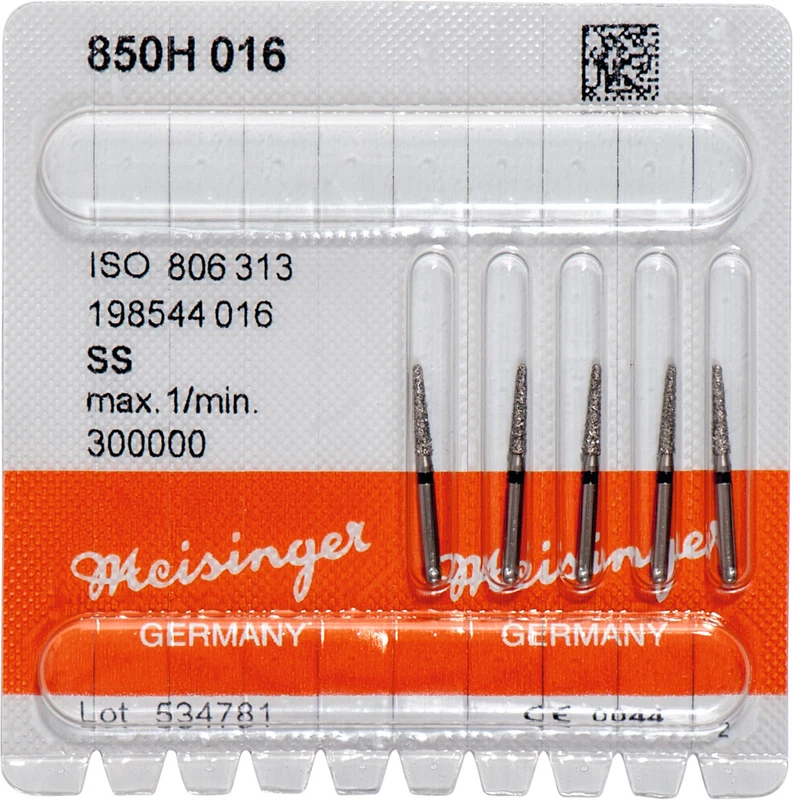 Diamanten 850  Packung  5 Stück schwarz super grob, FG S, Figur 198 Konus rund, 8 mm, ISO 016