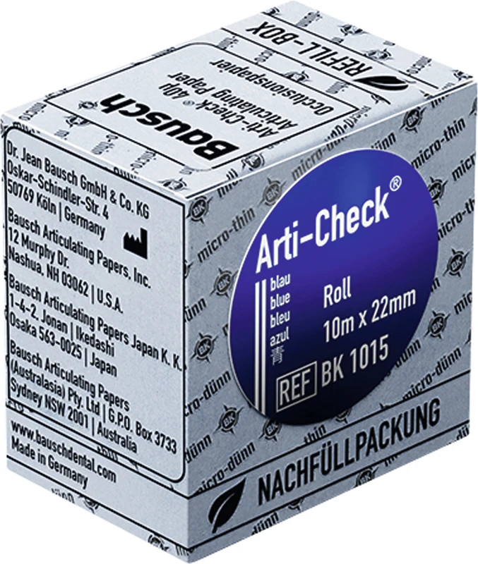 Occlusionspapier Arti-Check® 40 µ  Nachfüllpackung  10 m blau, 22 mm, BK 1015
