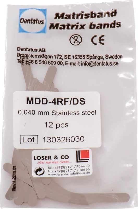 Matrizenbänder  Packung  12 Stück Typ 4 Stärke 0,04 mm