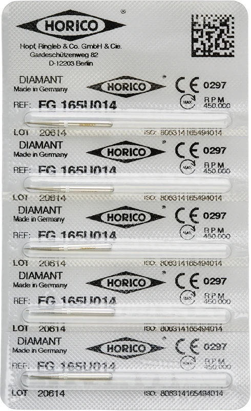 Diamantschleifer 165  Packung  5 Stück weiß ultrafein, FG, Figur 165, 8 mm, ISO ISO 014