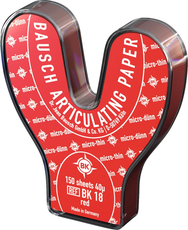 Occlusionspapier Arti-Check® 40 µ  Spenderbox  150 Bogen rot, Hufeisenform, BK 18