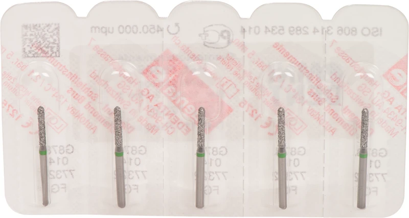 Omni Diamanten 878  Packung  5 Stück grün grob, FG, Figur 289 Torpedo zylindrisch, 8 mm, ISO 014