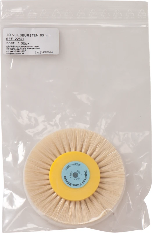 TOPDENT Vliesbürste  Stück  2-reihig, Vlieseinlage, Synthetikborsten, Besatz 20 mm, Ø 80 mm