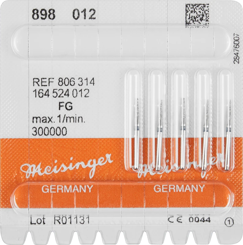 Diamanten 898  Packung  5 Stück blau mittel, FG, Figur 164 Nadel konisch spitz, 6 mm, ISO 012